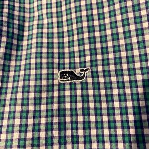 Vineyard Vines Boys Button down whale Dress Shirt nwot worn once green purple​